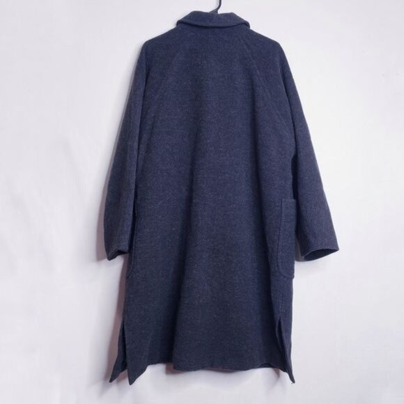 Sandro Vintage Dark Gray Wool Button Front Pea Coat Women's Size 14 Charcoal - Picture 4 of 9